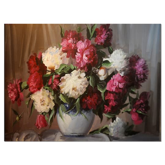 Designart - Bouquet of Blooming Peonies - Large Floral Wall Art Canvas